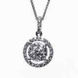 0.75 Cts. 14k White Gold Diamond Miracle Pendant With Halo